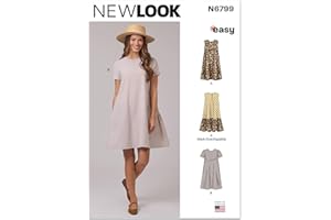New Look UN6799A Misses' Loose-Fitting Pullover Dress with Sleeve and Length Variations Sewing Pattern Packet, Design Code N6799, Sizes XS-S-M-L-XL-XXL