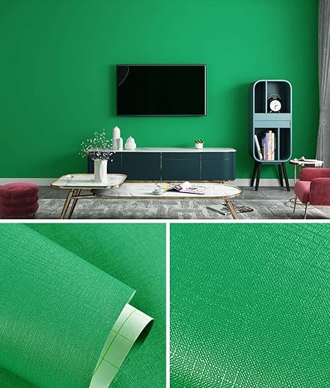 Amazon シンプルな壁紙自己接着10メートル防水と防湿無地暖かい寝室のリビングルームの壁自己接着壁紙寮の寝室 緑 60cm 10m Diy 工具 ガーデン