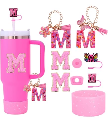 Pink Stanley Cup Accessories Set - Handle Strap, Boot, Straw Cover & Charms For 30oz & 40oz Tumblers