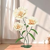 LJIE-House Giant Fake Flowers 5.77FT Champagne Large Paper Flowers 3D Artificial Floral Wedding Decorations for Birthday Party Outdoor Banquet Event Home Backdrop Decor