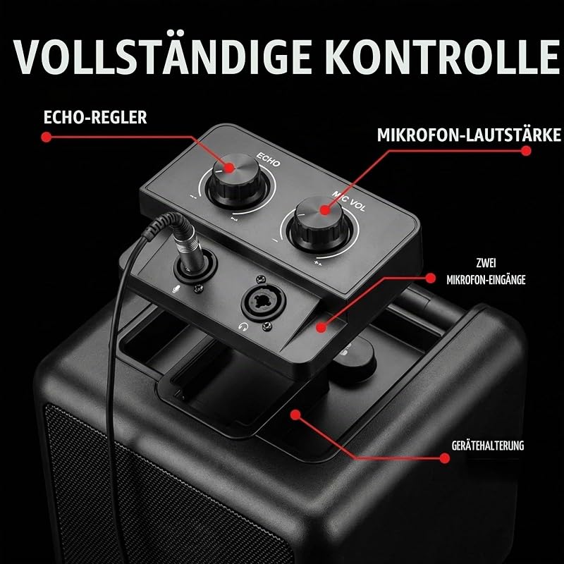 Singcube 5-Watt Rechargeable Bluetooth Karaoke Machine with Two Microphones, Voice Changing Effects & LED Lights