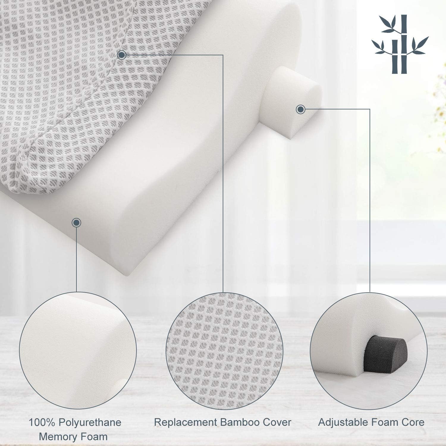 TOLEKE Bed Pillows for Sleeping,Memory Foam Neck Support Pillow,Cervical Bed Pillow with Breathable Bamboo Cover,Adjustable Loft for Stomach,Side,Back Sleepers (Standard): Home & Kitchen