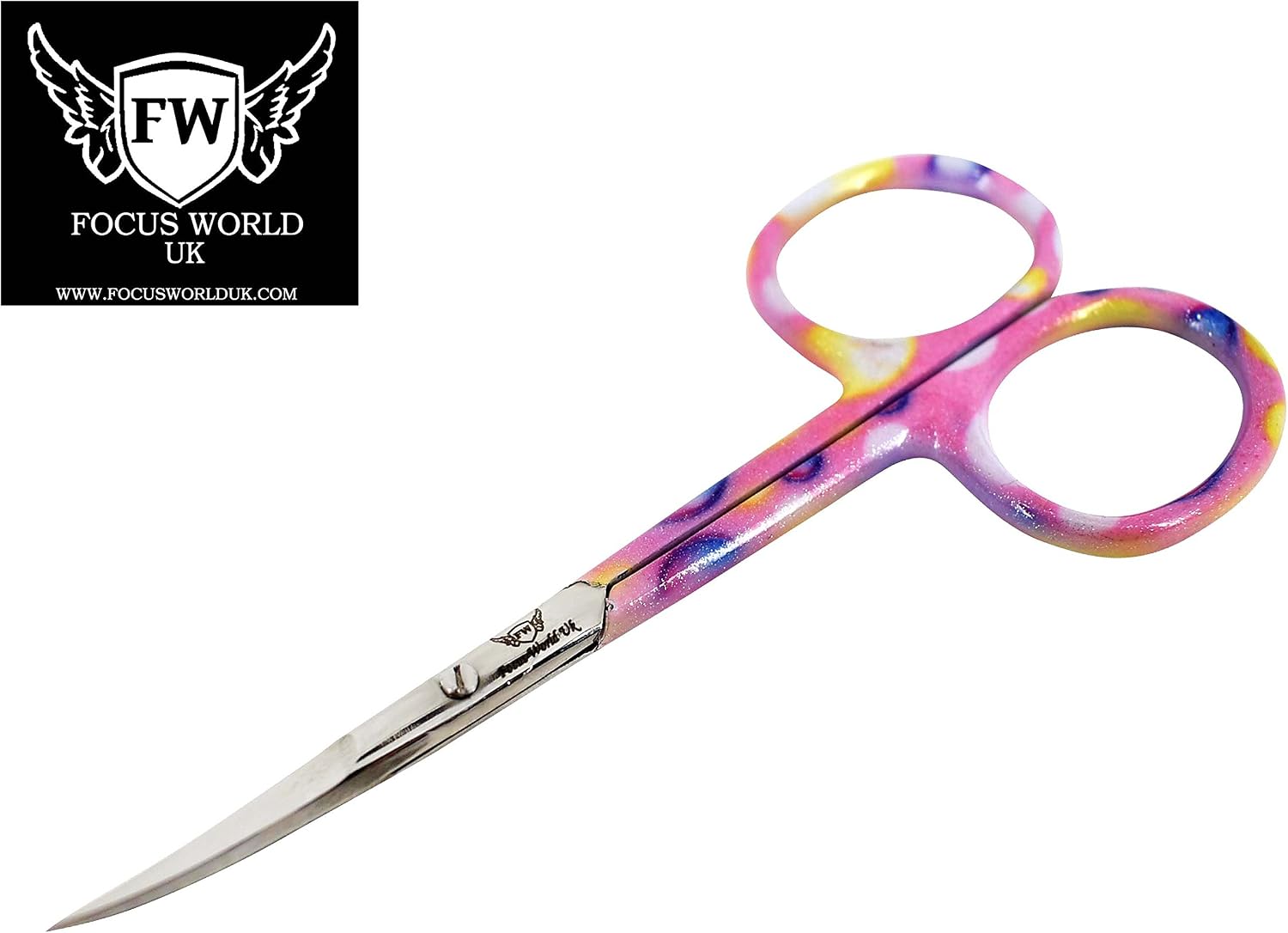 Professional Finger Toe Nail Scissors CURVED ARROW Steel Manicure Cuticle NAIL SCISSORS 3.5", Multicolor