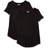 Amazon Essentials Women's Short-Sleeve Scoopneck Tunic, Pack of 2
