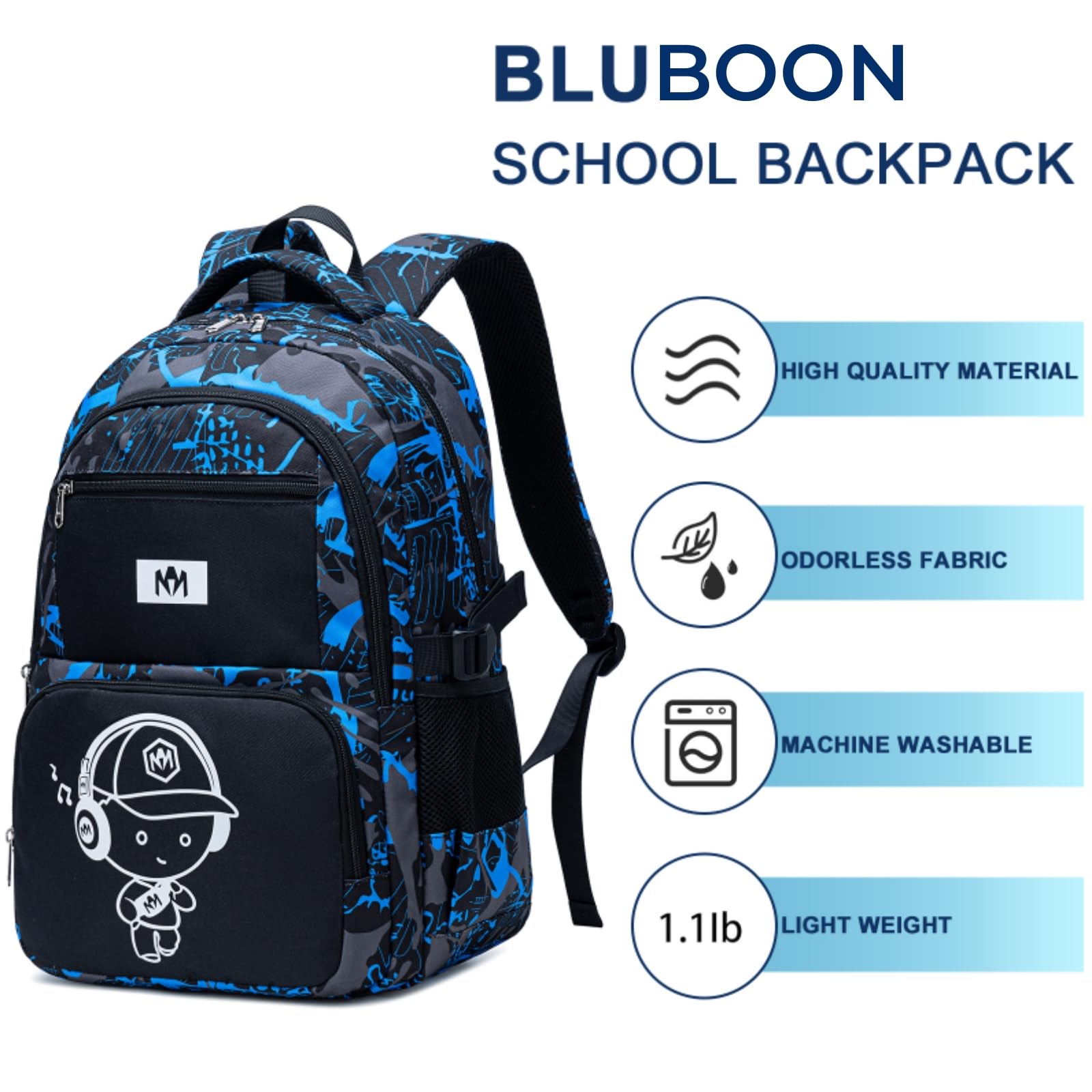 Bluboon Kids Backpack Boys Camo Bookbag Teens Elementary School Bag Daypack Travel Back Pack Middle school