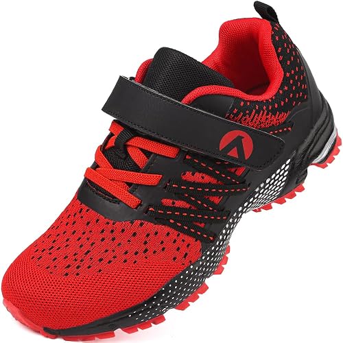GOGOUP Boys Girls Trainers Shoes Child Fashion Sneakers Breathable Lightweight Low-Top Sneakers Unisex Red EU 38