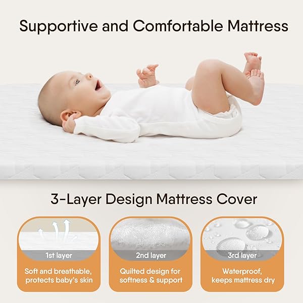 BABY BASSINET BEDSIDE CRIB, 3-IN-1 BABY BASSINET BEDSIDE SLEEPER WITH MATTRESS AND SOFT, BREATHABLE SHEET, FULL-MESH SIDES, 6-HEIGHT ADJUSTABLE, STABLE AND SECURE CRIB FOR NEWBORNS