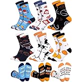 GGFIRR 6 Pairs Funny Basketball Socks for Men Women, Novelty Athletic Crew Sport Socks, Holiday Birthday Christmas Gift for Lovers, Players, and Teams
