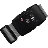 Heavy Duty Luggage Straps TSA Approved with Lock Adjustable Travel Belt for Suitcases (Grey)