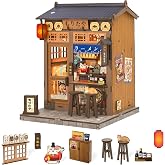 Fsolis Japanese Book Nook Kit - DIY Miniature House Kit (Morita-Ya Ramen) | 3D Wooden Puzzles for Adults Booknook Japan Noodle Shop Bookshelf Diorama Gifts for Women