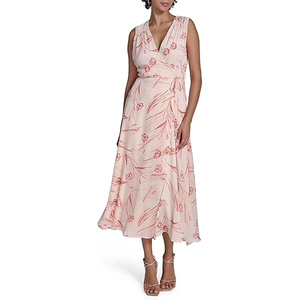 Calvin Klein Chiffon Print V-Neck Maxi Dress Indigo Cream 4 at Amazon  Women's Clothing store