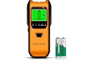 SUNTUTUFY Stud Finder Wall Scanner - 5 in 1 Electronic Stud Detector with Upgraded Smart Sensor, Audio Alarm and HD LCD Display for the Center and Edge of Wood, AC Wire, Metal and Studs Detection (Amber)