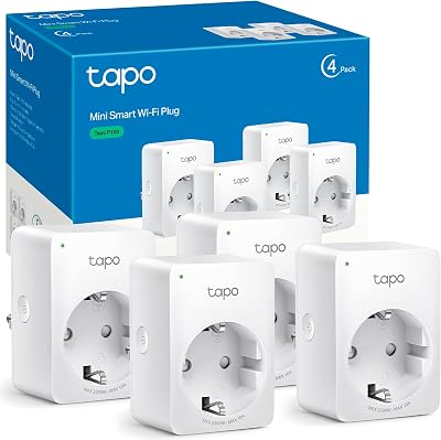 Tp-link tapo p100 (4-pack) - mini wi-fi smart plug, ideal para ligar/desligar e economizar energia, sem necessidade de hub, compatível com alexa e google home