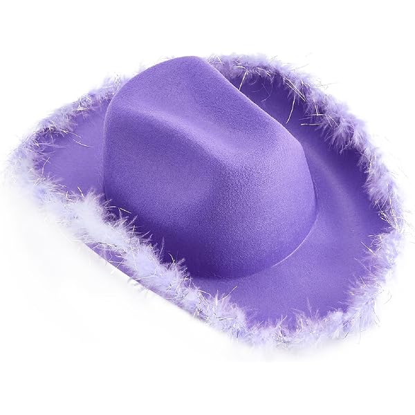 UAURORAO Women Cute Cowboy Hat Feather Trim Cowgirl Hat  display picture 2
