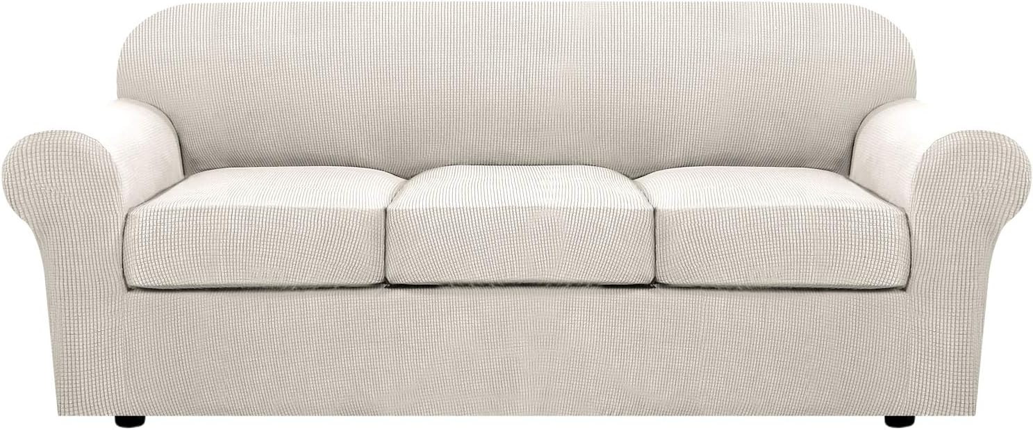 Slipcovers - H.VERSAILTEX Stretch Sofa Covers for Cushion Couch Covers for Living Furniture Slipcovers (Base Cover Plus Seat Cushion Covers) Feature Upgraded Thicker Jacquard Fabric