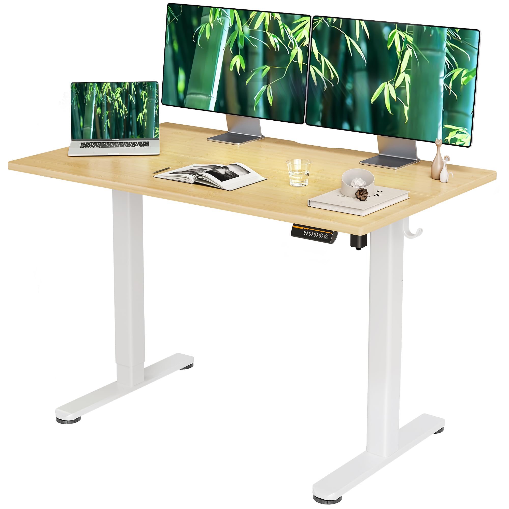 Claiks Bamboo Electric Standing Desk, Adjustable
