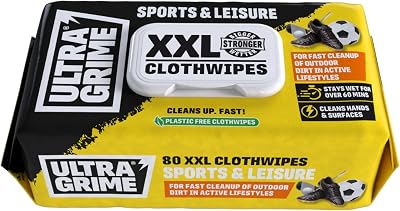 UltraGrime Sports Leisure Wet Wipes 80pk XXL Heavy Duty Gym Hands Boots Gear