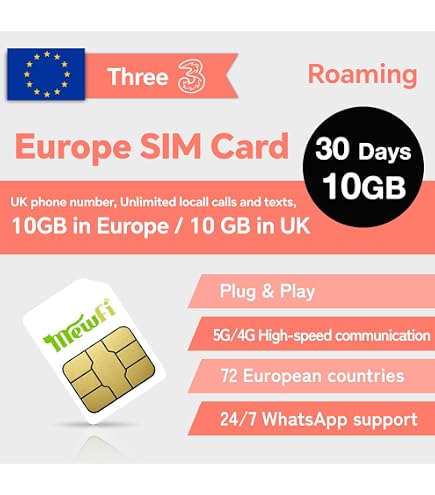 Carte SIM Europe TravSIM - 6GB Data 4G/5G + Appels Illimités 30 Jours