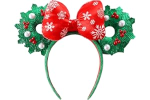 PAITTY Pearl Mouse Ears Bow Headbands for Girls Kids Sparkle Hair Band Ear Headband Party Princess Trip Cosplay Costume Decor