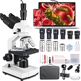Poothoh Trinocular Microscope, 40X-5000X Magnification, Research Grade Professional Microscope with USB Camera and Mechanical Stage, Microscope for Adults