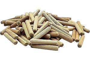 Rhino Wood Industries - 1/4" x 1 1/2" - 100 Pack Wooden Dowel Pins - Kiln Dried, Fluted, and Beveled (1/4" x 1 1/2", 100pk)