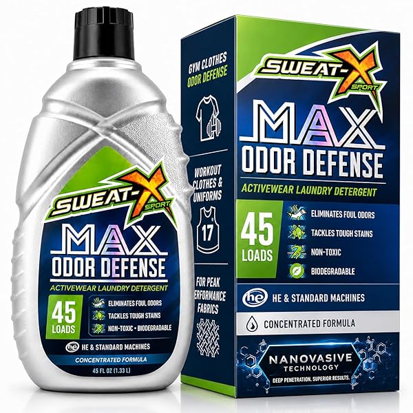 SWEAT X MAX ODOR DEFENSE LAUNDRY DETERGENT LIQUID...