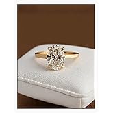 Dulin 1ct/2ct/3ct Oval Cut Cubic Zirconia Engagement Ring for Women 14K Gold Plated Wedding Anniversary Promise Band Gift for Her
