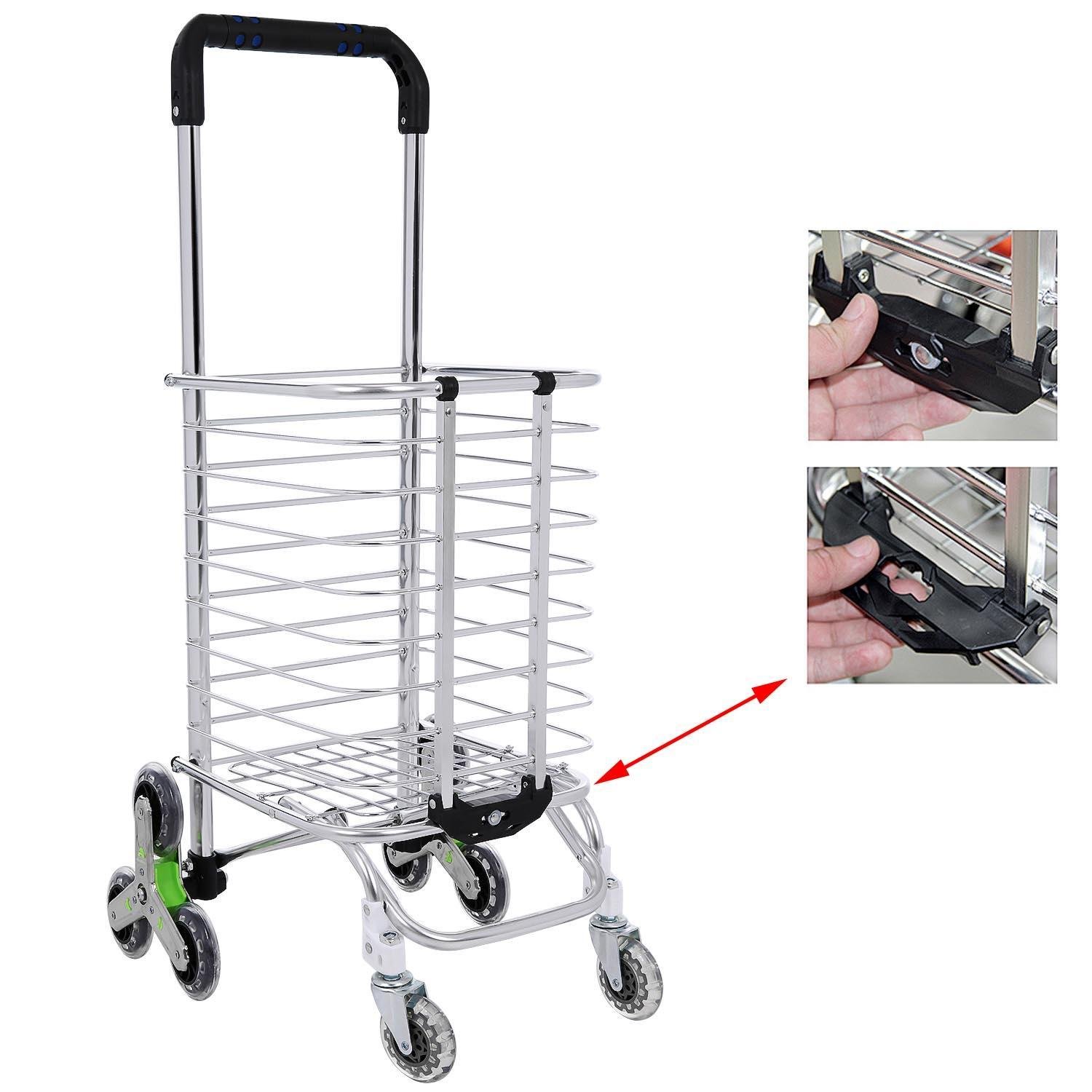 Meflying Folding Shopping Cart With Swivel Wheels And Oxford Cloth Bag Heavy Duty Stair