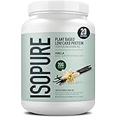 Isopure Plant-Based Protein Powder, Lactose Free, Gluten Free, With Iron, Vanilla, 20g Plant Protein Per Serving, 1.23 Lbs, 20 Servings
