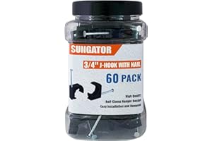(60 Pack) SUNGATOR 3/4 Inch Pex J-Hook with Nails, Black Half Clamps, 3/4" J Clamps for Pex Pipe Support, 3/4" J-Hook Pipe Hanger Suitable for Wall Mount Pipe Tubing Fixture