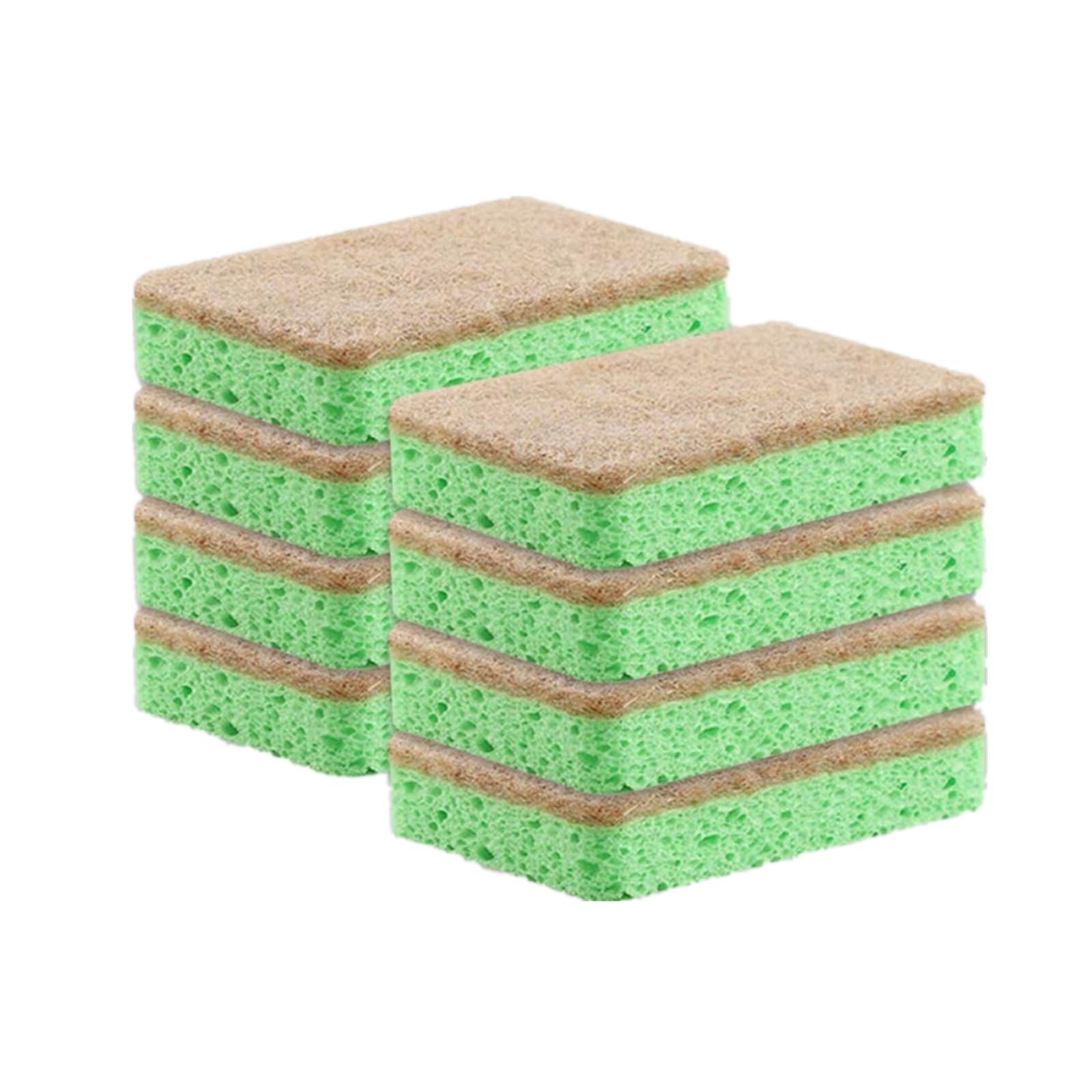 DOETYD 8 Pack Green Eco Sponges Cleaning Biodegradable Washing Sponge Compostable Dish Sponge Plastic-Free Scratch Pads Cleaner for Kitchen Dishes with Heavy Duty