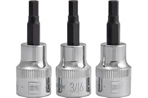 BRAZEN 3/16" Hex Bit Socket/Allen Driver Three Pack (3/8" Drive, Short)