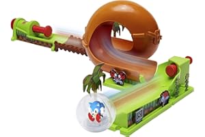 Sonic The Hedgehog Pinball Green Hill Zone Pinball Track Play Set, 9Piece, with Looping Action & Automatic Bumper! Exclusive 