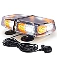 LINKITOM Rooftop LED Strobe Lights -72 LED High Intensity Emergency Flashing Warning Safety Light with 4 Heavy Duty Strong Magnets Base for 12-24V Snow Plow, Truck Vehicle (Amber & White)