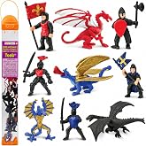 Safari Ltd Knights &amp; Dragons TOOB - 9 Mini Figurines with Knights, Drake, Tiamat, Wyvern, and Peluda Dragon - Toy Figures for Boys, Girls &amp; Kids Ages 3+