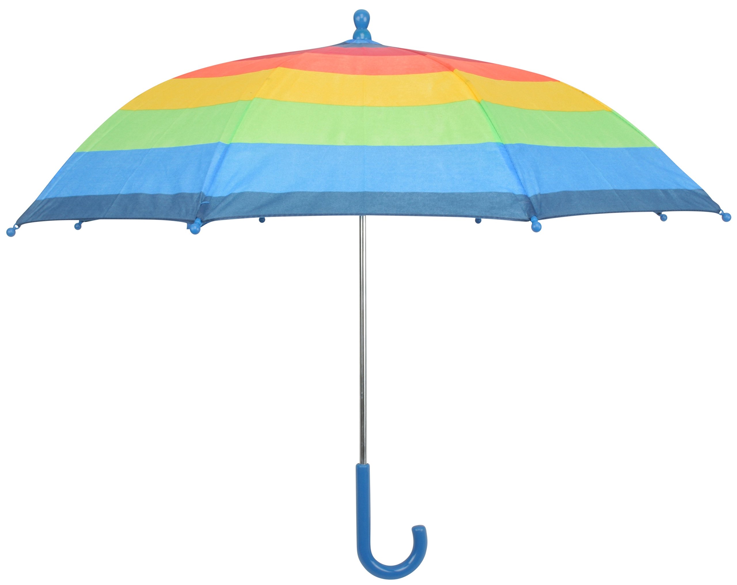 Drizzles Childrens Multi Striped Umbrella with Crook Handle Blue