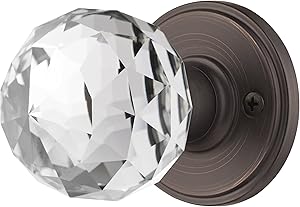 Décor Living, AMG, and Enchante Accessories Faceted Crystal Door Knobs, Passage Function for Hall and Closet, Iris Collection