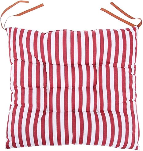 Amazon Co Jp Demiawaking 座布団 クッション シートクッション おしゃれ チェアクッション 四角形 ストライプ 体圧分散 座り心地抜群 ひも付き たたみ 椅子用クッション オフィス 自宅用 車用 ダイニングチェア用 40 40 7cm 赤 ホーム キッチン