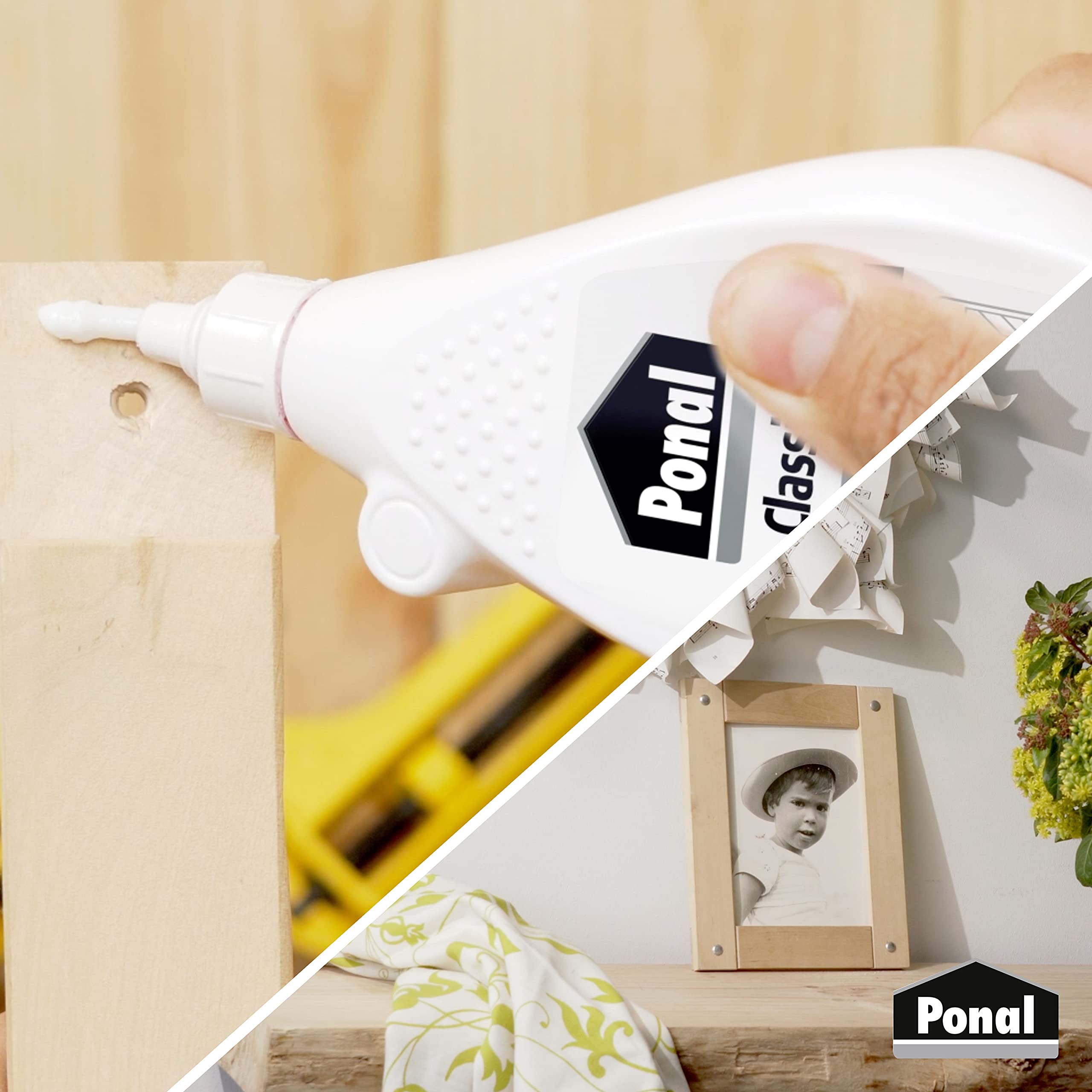 Ponal Classic, gebrauchsfertiger Holzleim mit hoher Verleimungsfestigkeit, Holzkleber für Montage-, Flächen- & Fugenverleimungen, transparenter Bastelleim, 1x550g 5