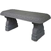 AUSTRAM Basalt Grey Garden Bench - Outdoor Benches Weatherproof - Front Porch Seating for Patio Yard - Outdoor Seat Backless Decorative Pedestal Garden Furniture - Realistic Stone Look - Concrete Look