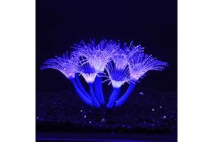 Bluecoco Soft Silica Gel Moves Naturally with Water Flow, Aquarium Decorations Glow in The Dark, Glowing Coral Ornaments for Fish Tank Decorations (Blue, Sunflower)