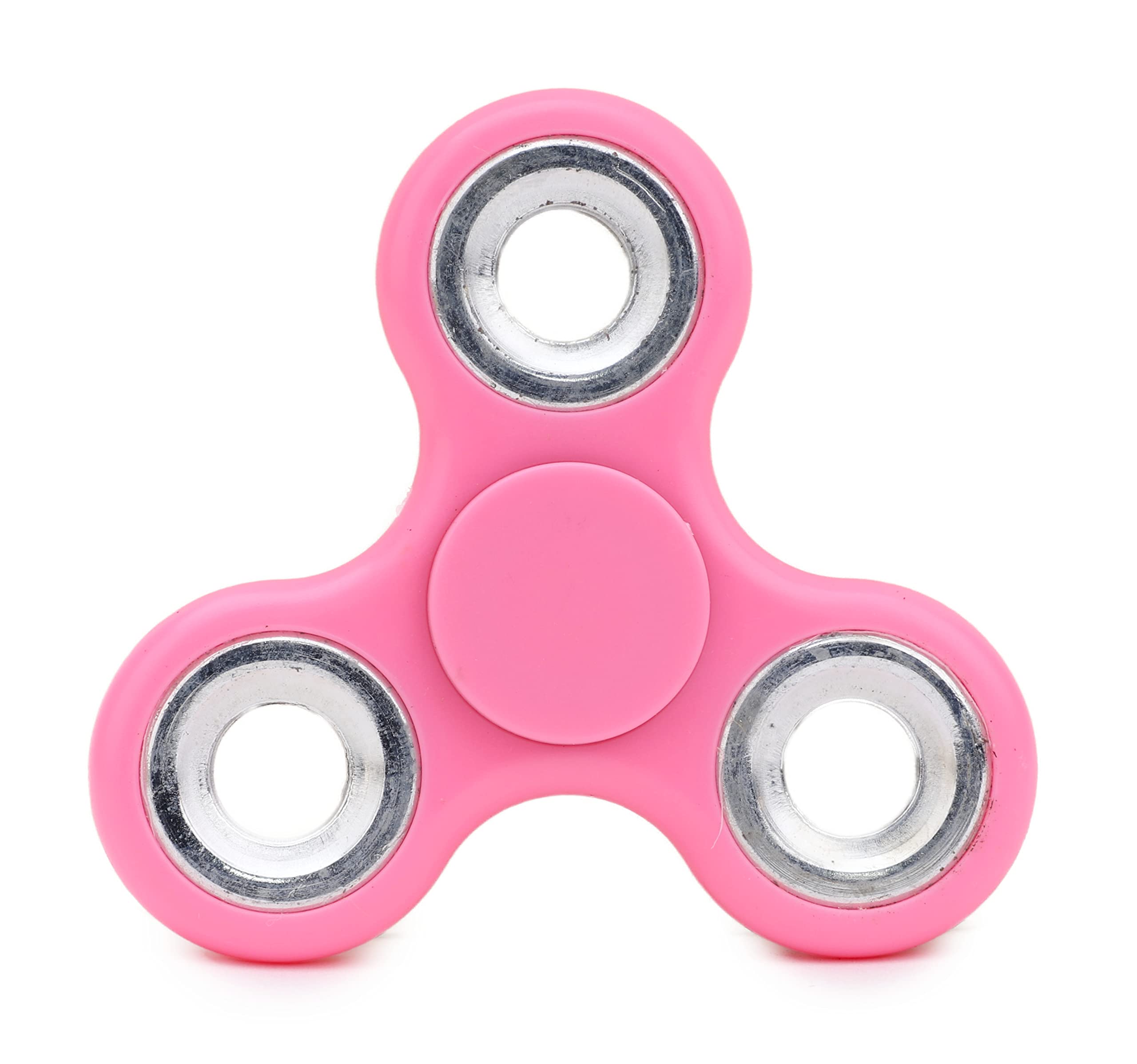 Toyland® Fidget Hand Spinner - Stress and Anxiety Relief - Assorted Colours (Pink & Silver Rings)