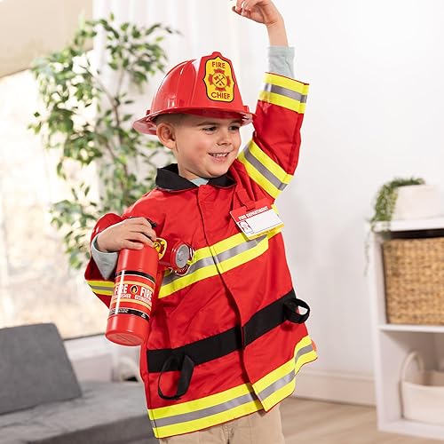 Melissa Doug Fire Chief Role Play Costume Dress-Up Set, Pretend