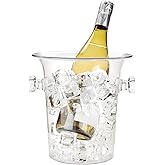 True Clear Acrylic Ice Bucket with Handles, 3-Liter Capacity, Durable Wine and Champagne Bucket, Perfect Ice Buckets for Parties, BBQs, Weddings, Picnics, Holidays, Outdoors, 8.75" x 8.25", Set of 1