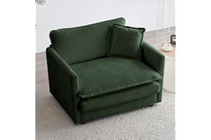 KIVENJAJA Chenille Single Sofa Chair, 41.4”W Oversized Accent Chairs, Modern Upholstered Deep Seat Comfy Armchair with Pillow for Living Room Bedroom Office Apartment, Green