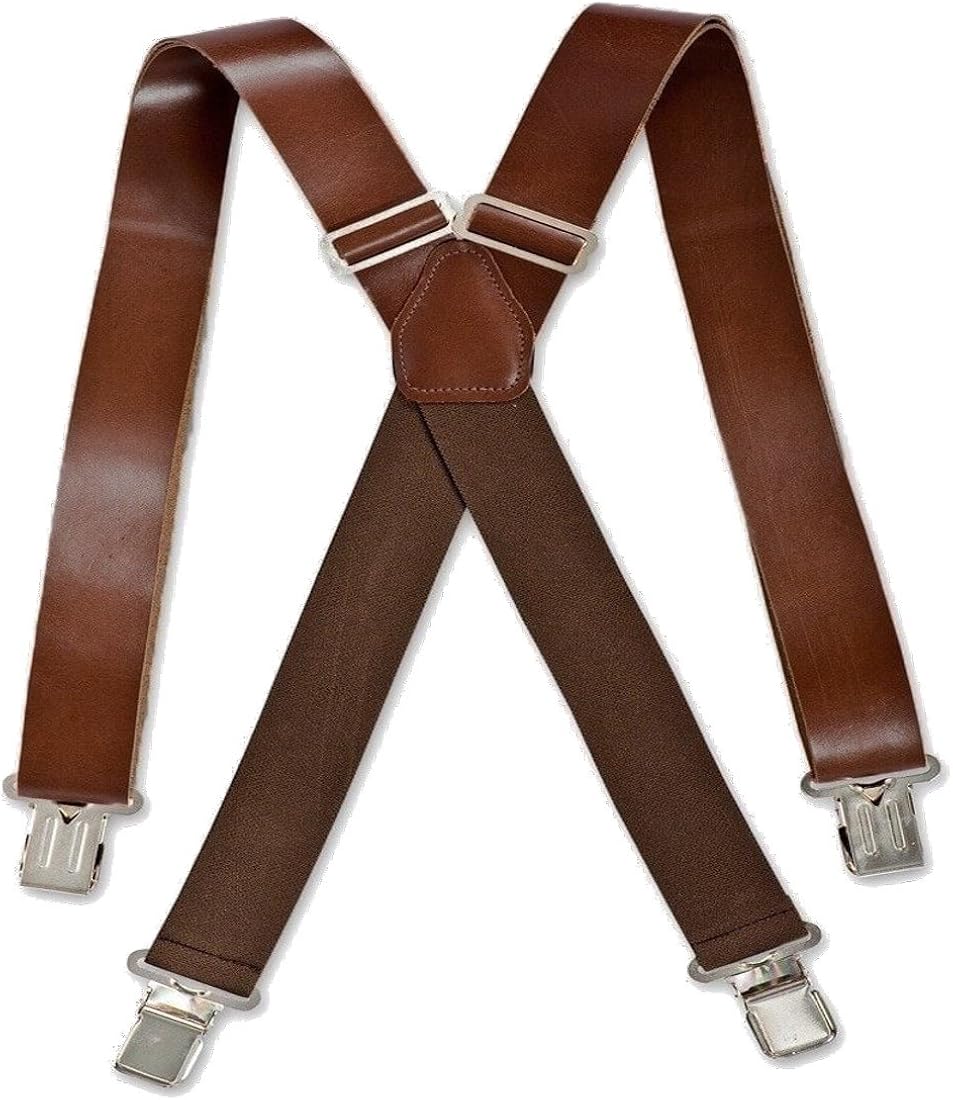 Mens Leather Work Braces (Brown Leather) Amazon.co.uk Clothing