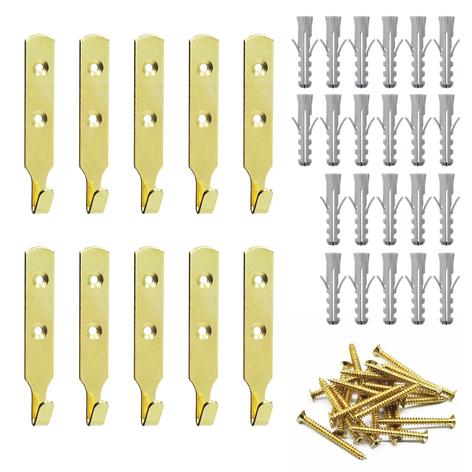 MABAHON 10pcs Heavy Duty J Wall Hooks Picture Mirror Hanging Hook Wall Mounted Hooks Towel Hook with Screws for Bedroom Kitchen Bathroom Clothes Hat Scarf Bag Key Towel - Hang up to 25kg