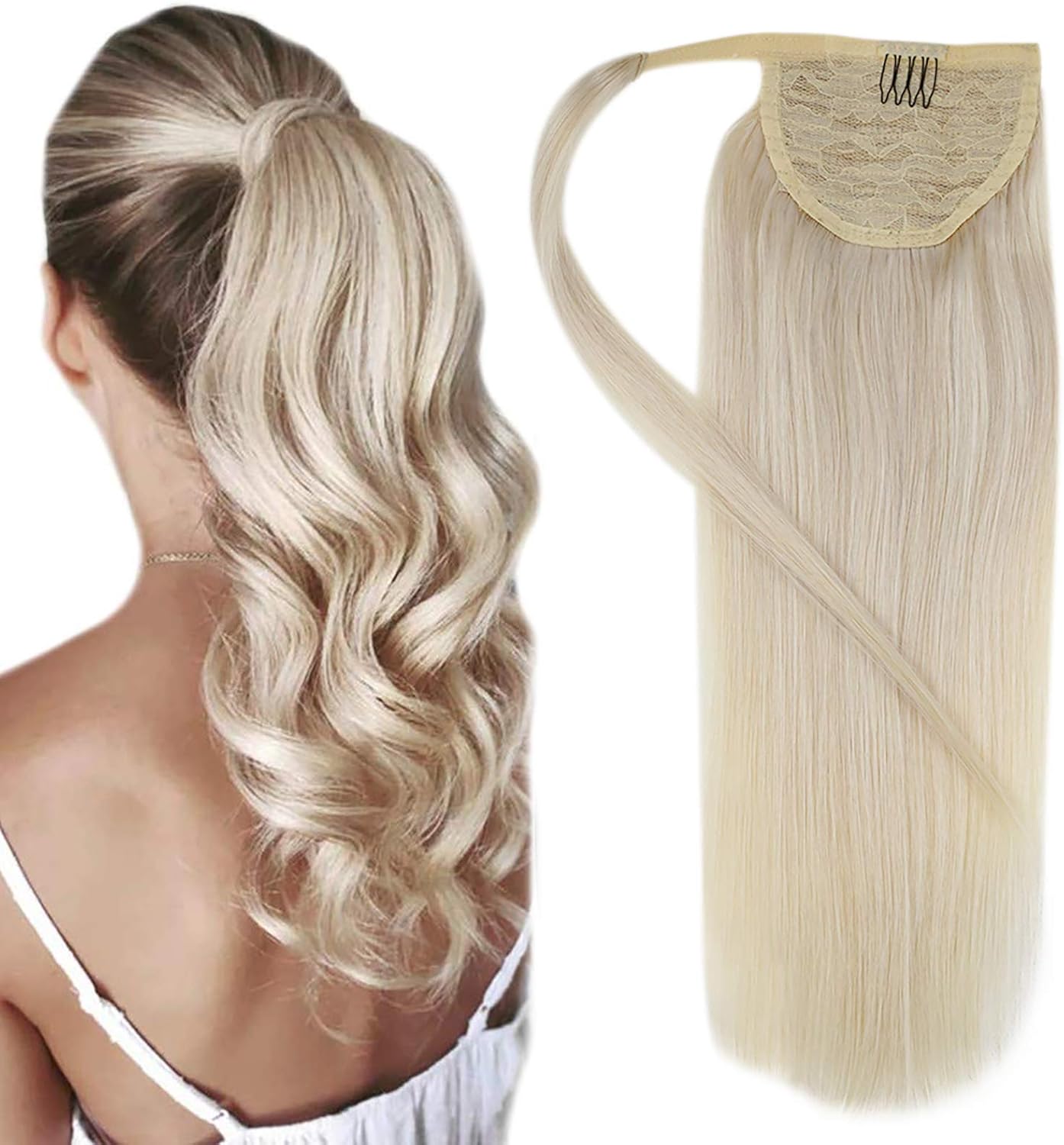 Hetto 100 Real Human Hair Ponytail Extensions 14 Inch Straight Ponytail