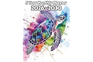 Turtle 5 Year Monthly Planner: Large 60 Month Sunday to Saturday Calendar | Gift For People Who Love Reptiles, Marine Sea Lif