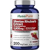 NusaPure Siberian Rhubarb 10:1 Extract, 250 mg Equivalent to 2,500mg - 200 Veggie Capsules (Vegetarian, Non-GMO, Vegan)